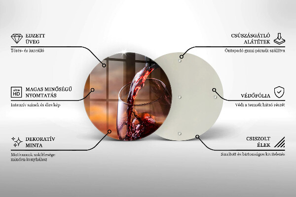 Glas Ceranfeldabdeckung Spritzschutz Rotwein und ein Glas