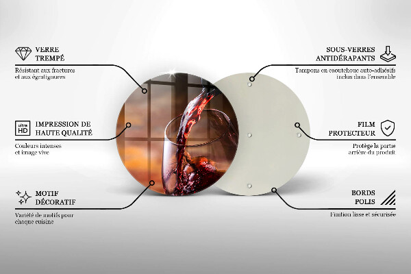 Glas Ceranfeldabdeckung Spritzschutz Rotwein und ein Glas