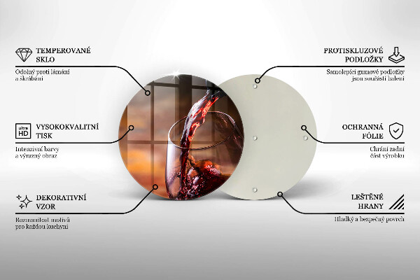 Glas Ceranfeldabdeckung Spritzschutz Rotwein und ein Glas