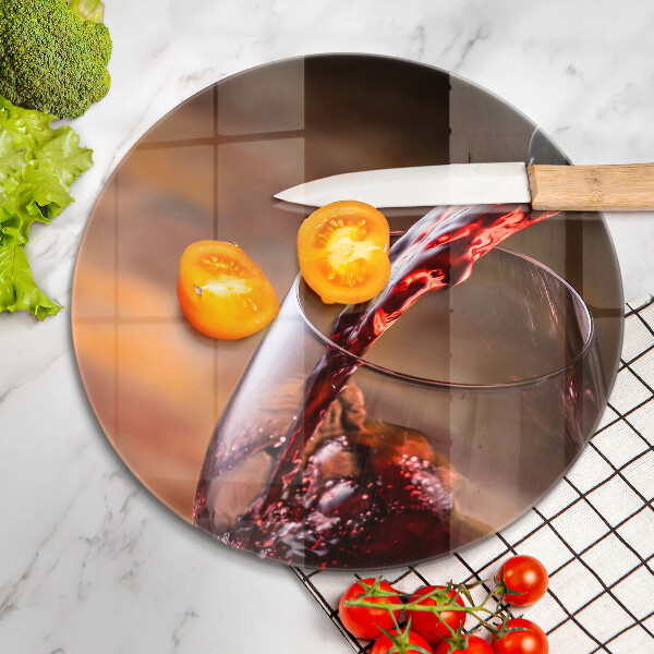 Glas Ceranfeldabdeckung Spritzschutz Rotwein und ein Glas