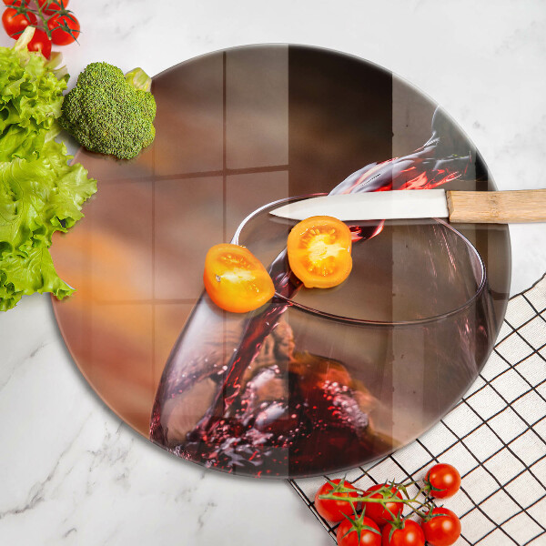 Glas Ceranfeldabdeckung Spritzschutz Rotwein und ein Glas