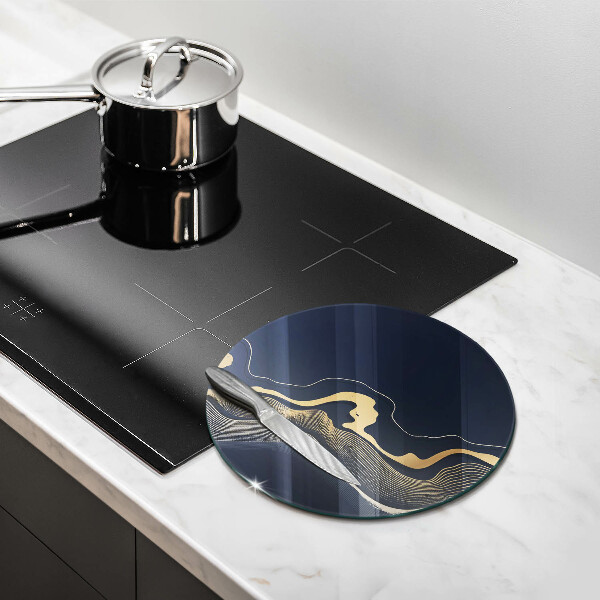 Glas Herdabdeckplatte Abstrakte goldene Linien