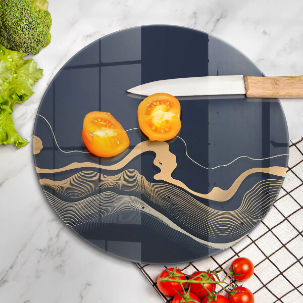 Glas Herdabdeckplatte Abstrakte goldene Linien