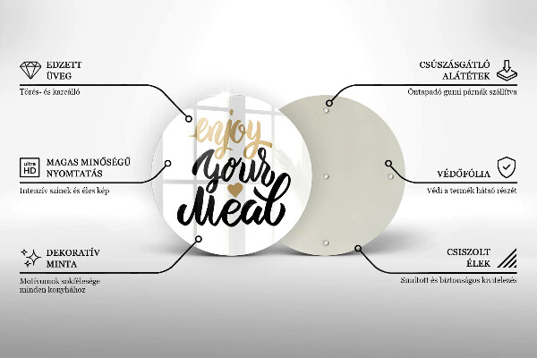 Glas Ceranfeldabdeckung Aufschrift Enjoy your meal