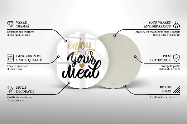 Glas Ceranfeldabdeckung Aufschrift Enjoy your meal