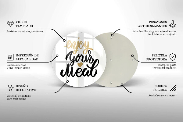 Glas Ceranfeldabdeckung Aufschrift Enjoy your meal