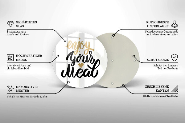 Glas Ceranfeldabdeckung Aufschrift Enjoy your meal