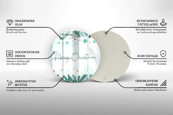 Glas Herdabdeckplatte Merry Christmas