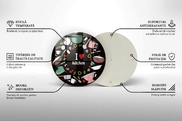 Glas Herdabdeckplatte Illustration Ich liebe Küche