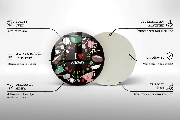Glas Herdabdeckplatte Illustration Ich liebe Küche