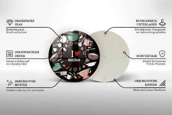 Glas Herdabdeckplatte Illustration Ich liebe Küche