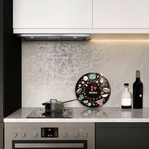 Glas Herdabdeckplatte Illustration Ich liebe Küche