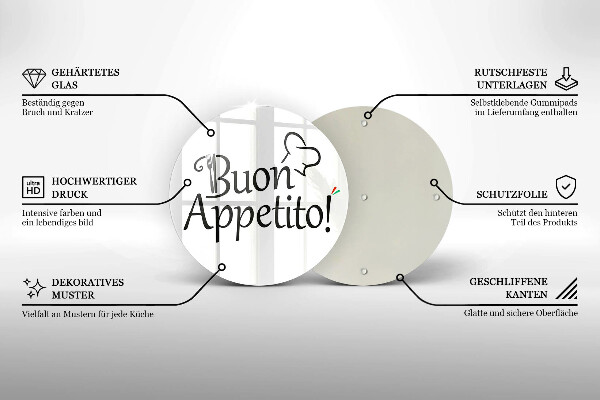 Glas Ceranfeldabdeckung Spritzschutz Buon Appetito!