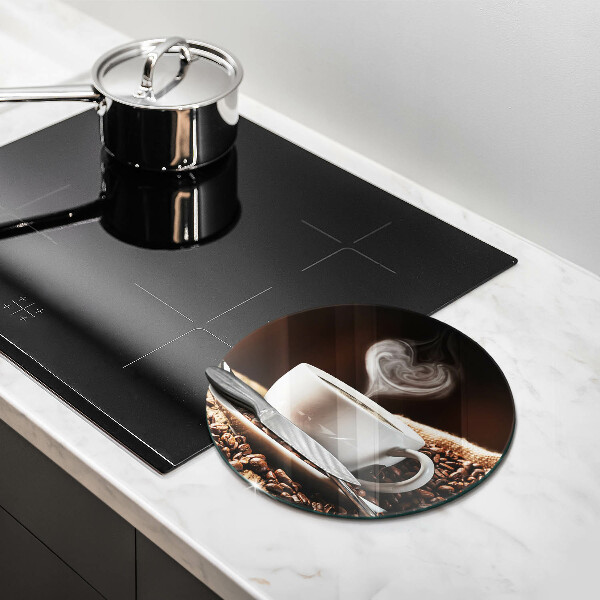 Glas Ceranfeldabdeckung Spritzschutz Kaffee und eine Tasse