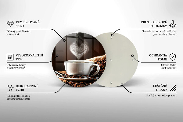 Glas Ceranfeldabdeckung Spritzschutz Kaffee und eine Tasse