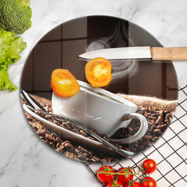 Glas Ceranfeldabdeckung Spritzschutz Kaffee und eine Tasse