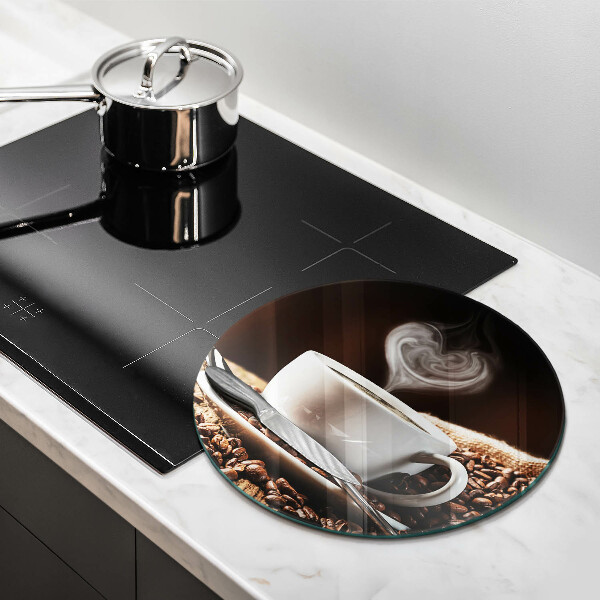 Glas Ceranfeldabdeckung Spritzschutz Kaffee und eine Tasse