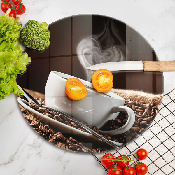 Glas Ceranfeldabdeckung Spritzschutz Kaffee und eine Tasse