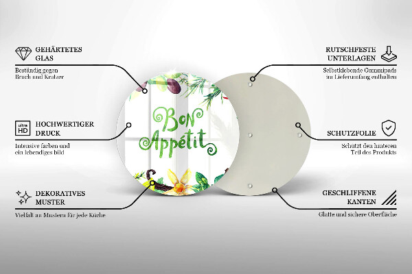 Glas Ceranfeldabdeckung Spritzschutz Inschrift Guten Appetit