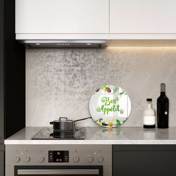 Glas Ceranfeldabdeckung Spritzschutz Inschrift Guten Appetit