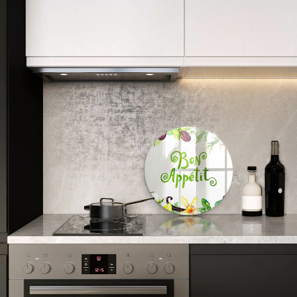 Glas Ceranfeldabdeckung Spritzschutz Inschrift Guten Appetit