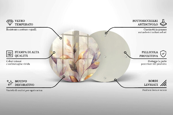 Glas Ceranfeldabdeckung Spritzschutz Bemalte Boho-Blätter