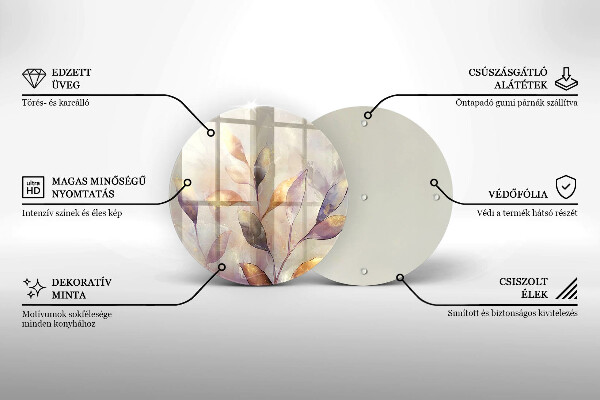 Glas Ceranfeldabdeckung Spritzschutz Bemalte Boho-Blätter