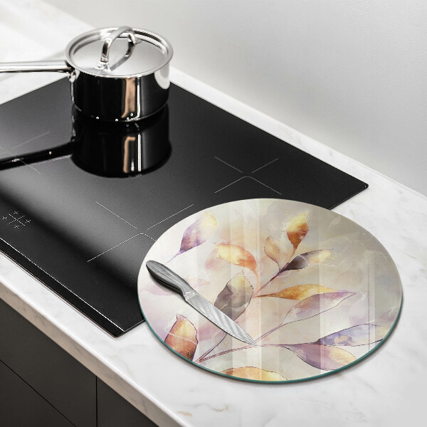 Glas Ceranfeldabdeckung Spritzschutz Bemalte Boho-Blätter