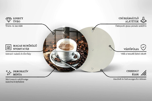 Glas Ceranfeldabdeckung Spritzschutz Tasse und Kaffeebohnen