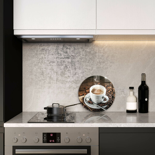 Glas Ceranfeldabdeckung Spritzschutz Tasse und Kaffeebohnen