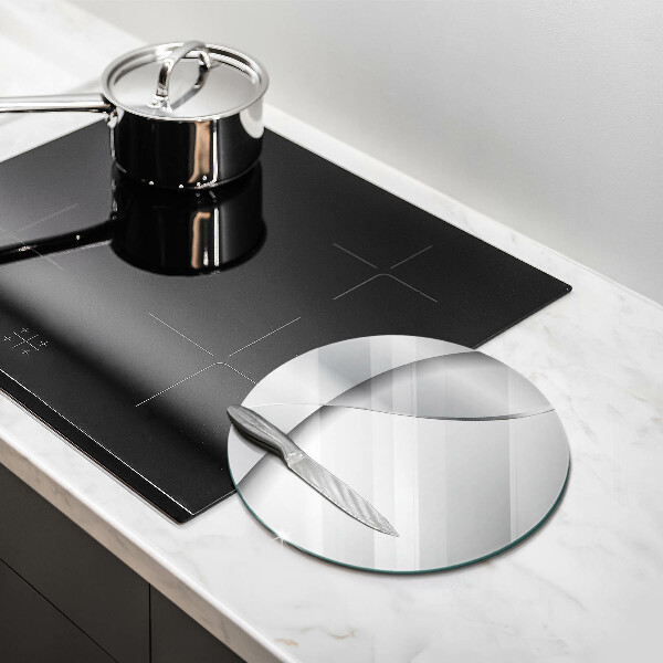 Glas Herdabdeckplatte Abstraktion aus silbernem Metall
