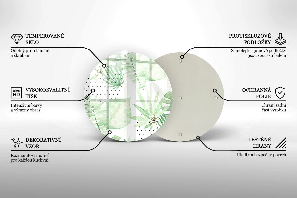 Glas Herdabdeckplatte Aquarellblätter