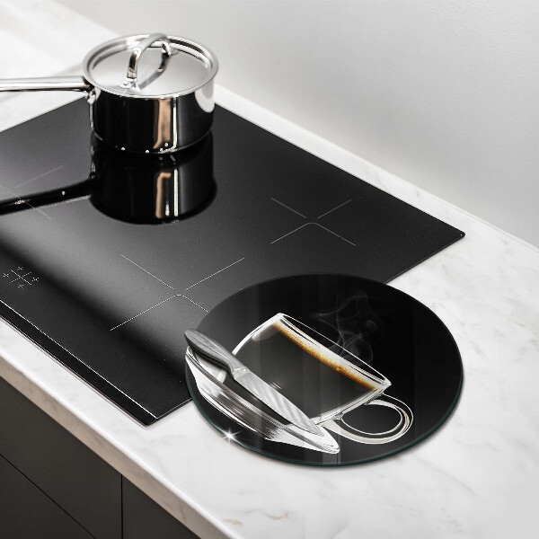 Glas Herdabdeckplatte Ein Glas heißer Kaffee