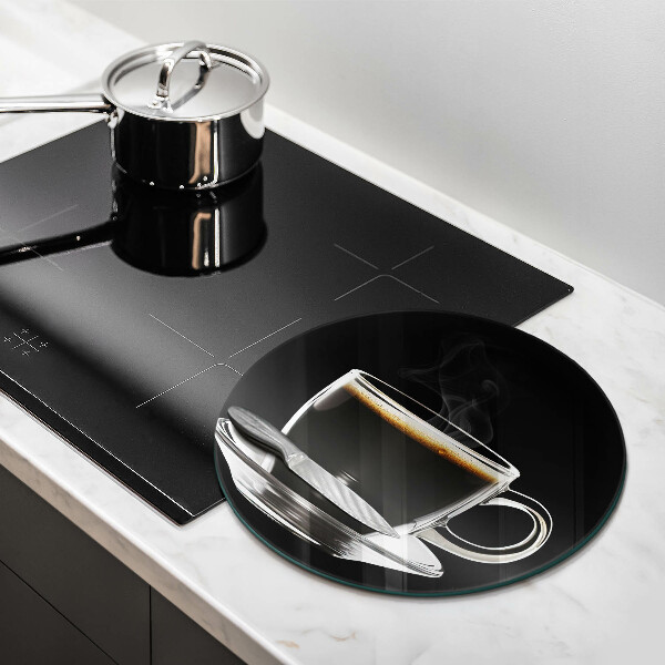 Glas Herdabdeckplatte Ein Glas heißer Kaffee