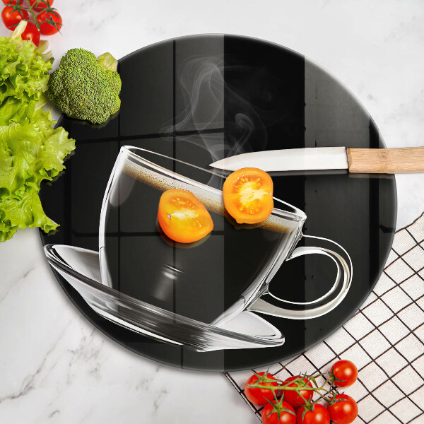 Glas Herdabdeckplatte Ein Glas heißer Kaffee