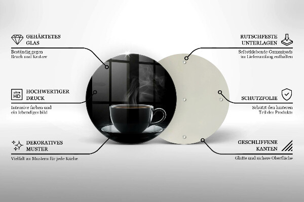 Glas Herdabdeckplatte Heiße Tasse Kaffee