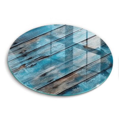 Glas Herdabdeckplatte Blaue alte Bretter