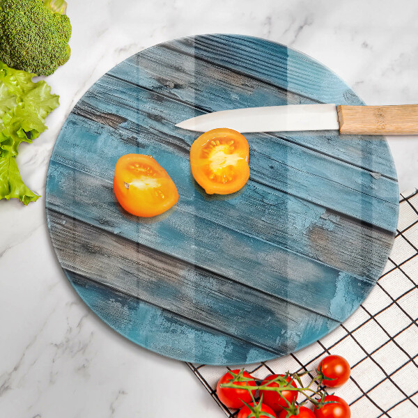 Glas Herdabdeckplatte Blaue alte Bretter