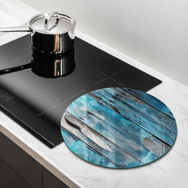 Glas Herdabdeckplatte Blaue alte Bretter