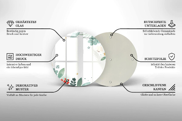 Glas Herdabdeckplatte Aquarellblätter