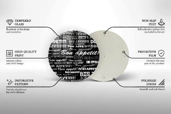Glas Herdabdeckplatte Küchenuntertitel Bon appetit