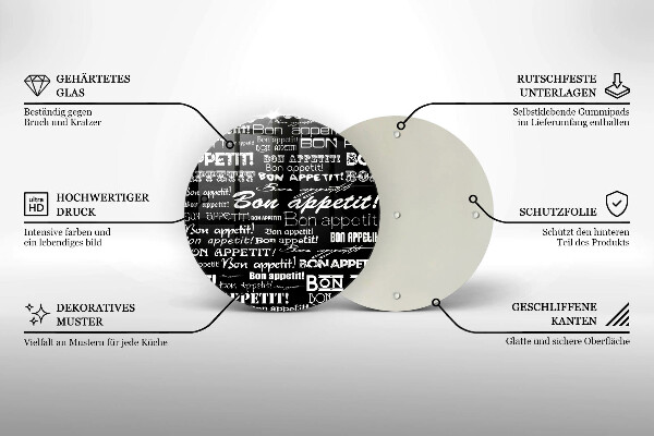 Glas Herdabdeckplatte Küchenuntertitel Bon appetit