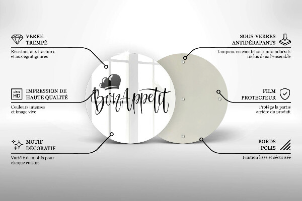 Glas Herdabdeckplatte Inschrift Bon Appetit