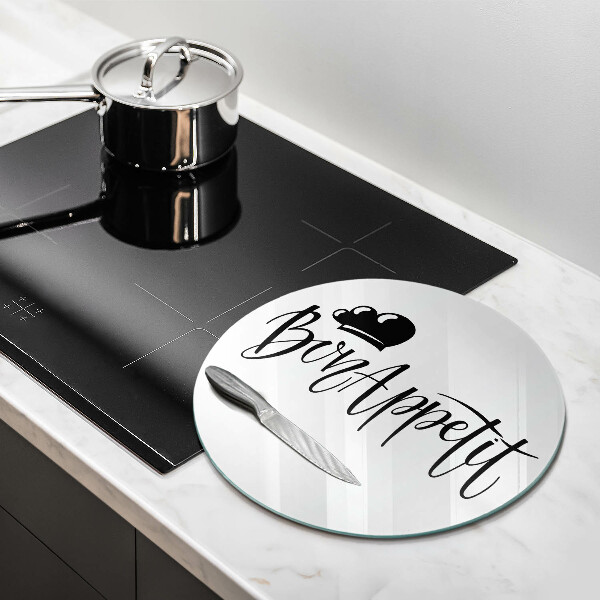 Glas Herdabdeckplatte Inschrift Bon Appetit