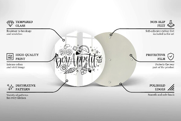 Glas Herdabdeckplatte Inschrift Bon Appetit