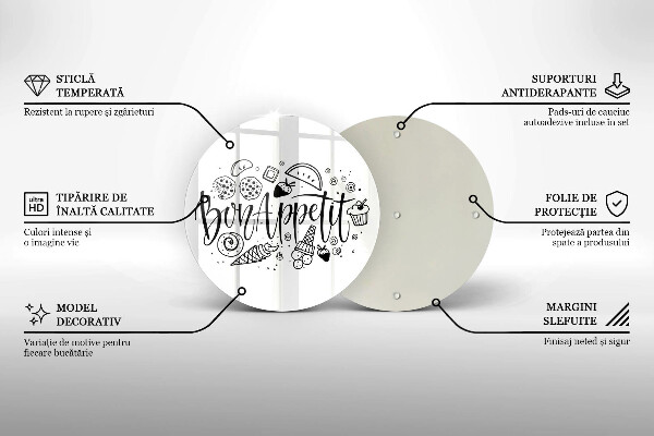 Glas Herdabdeckplatte Inschrift Bon Appetit