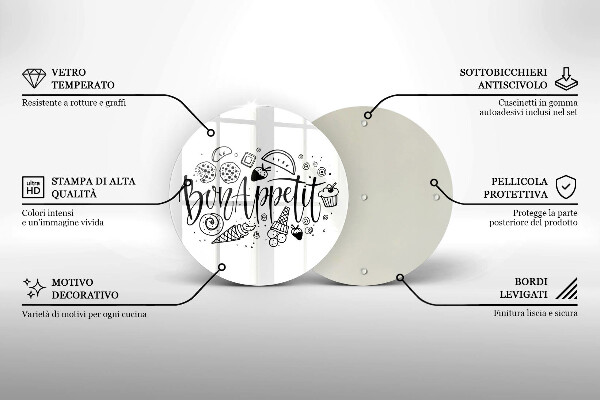 Glas Herdabdeckplatte Inschrift Bon Appetit