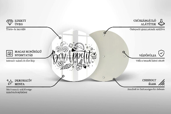 Glas Herdabdeckplatte Inschrift Bon Appetit