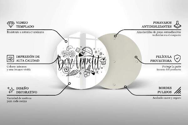 Glas Herdabdeckplatte Inschrift Bon Appetit