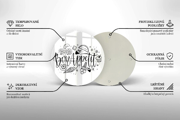 Glas Herdabdeckplatte Inschrift Bon Appetit